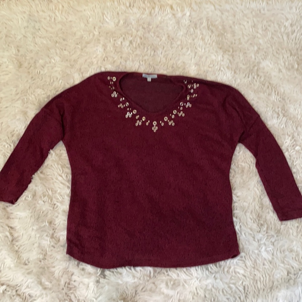 Charlotte Russe Burgundy 3/4 Sleeve Sweater‎ - Size Medium
